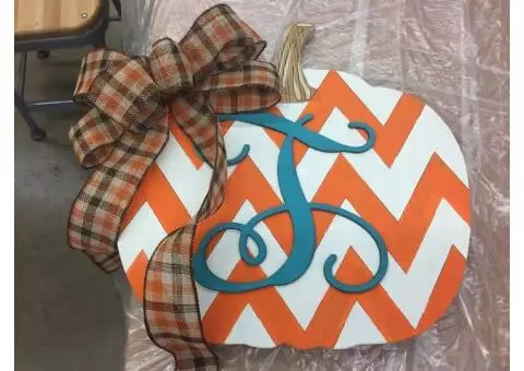 Personalized pumpkin door hangers